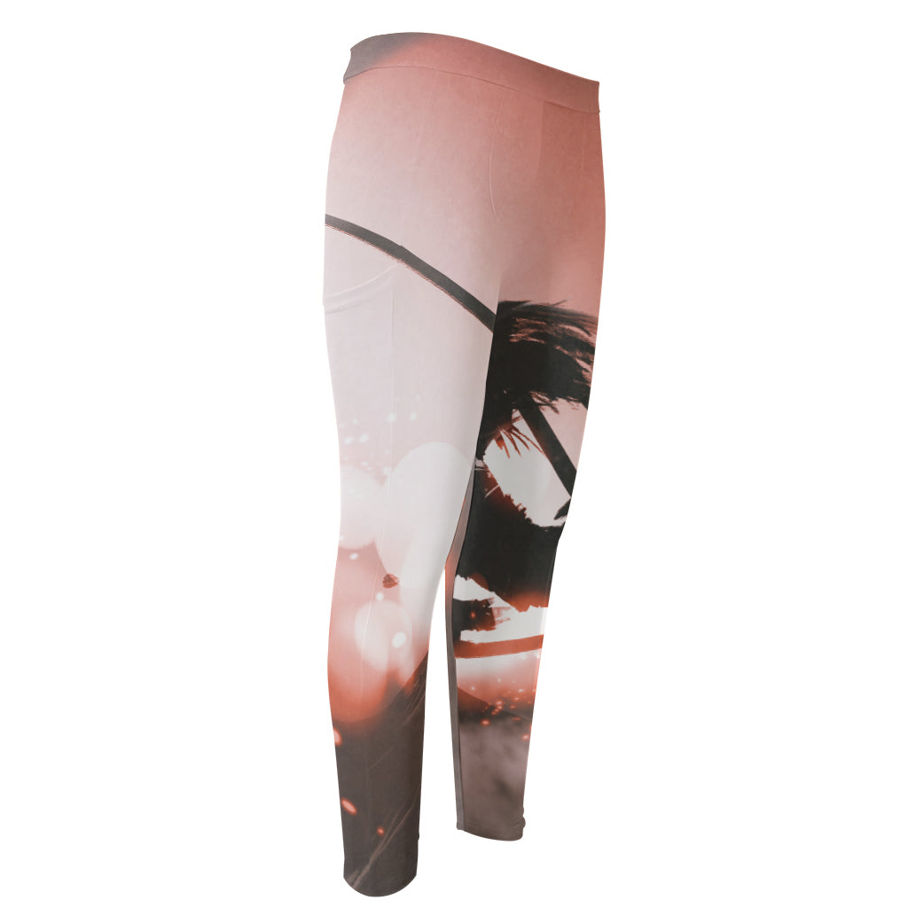 Sunset Japanese Samurai Print Men's Compression Pants