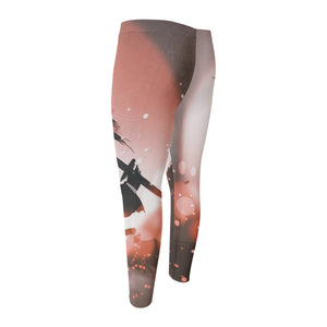 Sunset Japanese Samurai Print Men's Compression Pants