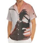 Sunset Japanese Samurai Print Men's Deep V-Neck Shirt