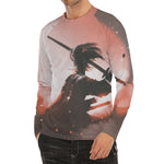 Sunset Japanese Samurai Print Men's Long Sleeve Rash Guard