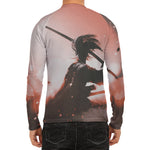 Sunset Japanese Samurai Print Men's Long Sleeve Rash Guard