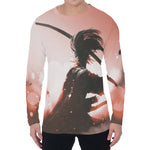 Sunset Japanese Samurai Print Men's Long Sleeve T-Shirt