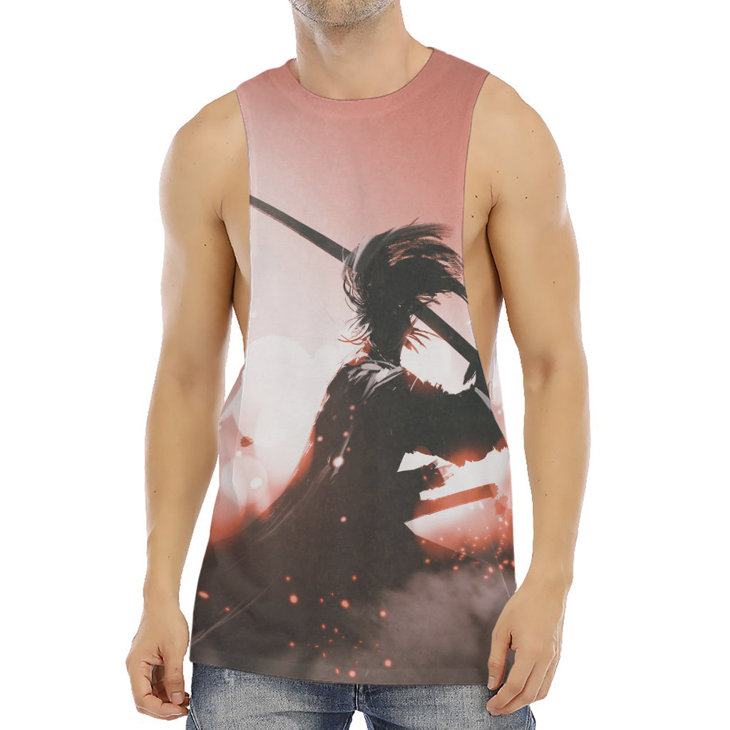 Sunset Japanese Samurai Print Men's Muscle Tank Top