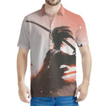Sunset Japanese Samurai Print Men's Polo Shirt