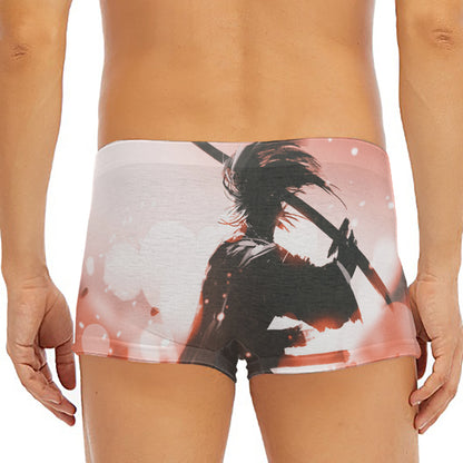 Sunset Japanese Samurai Print Men's Short Boxer Briefs