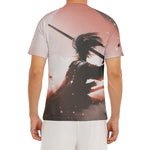 Sunset Japanese Samurai Print Men's Short Sleeve Rash Guard