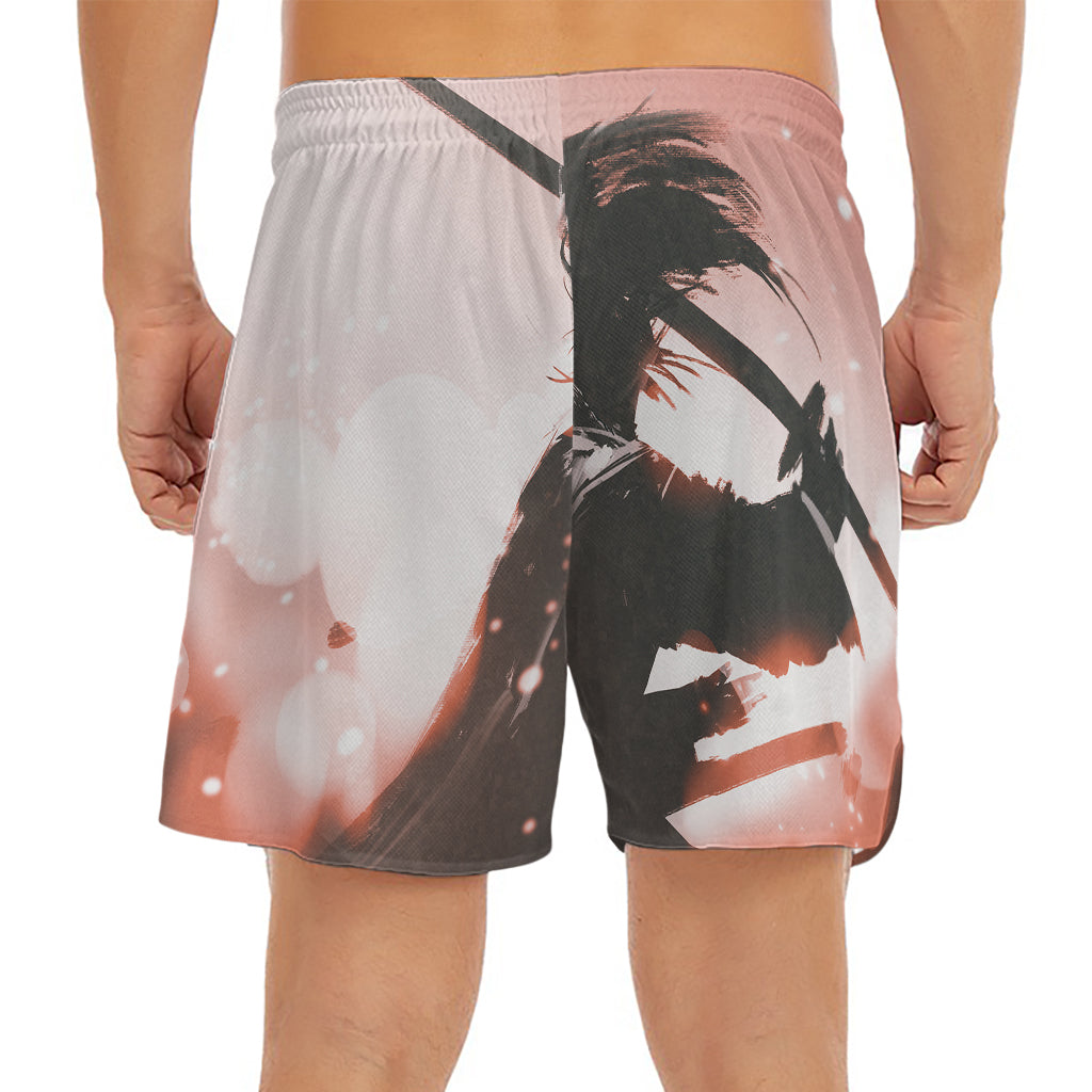 Sunset Japanese Samurai Print Men's Split Running Shorts