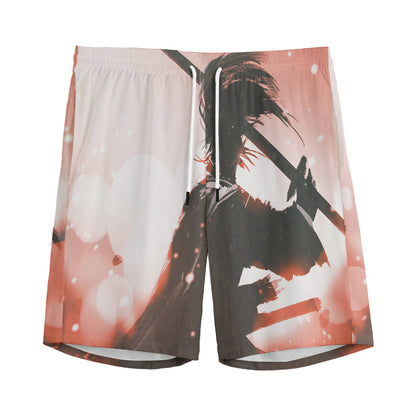 Sunset Japanese Samurai Print Men's Sports Shorts