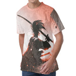 Sunset Japanese Samurai Print Men's Velvet T-Shirt