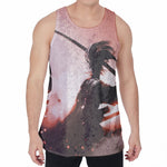 Sunset Japanese Samurai Print Men's Velvet Tank Top