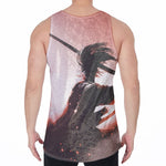 Sunset Japanese Samurai Print Men's Velvet Tank Top