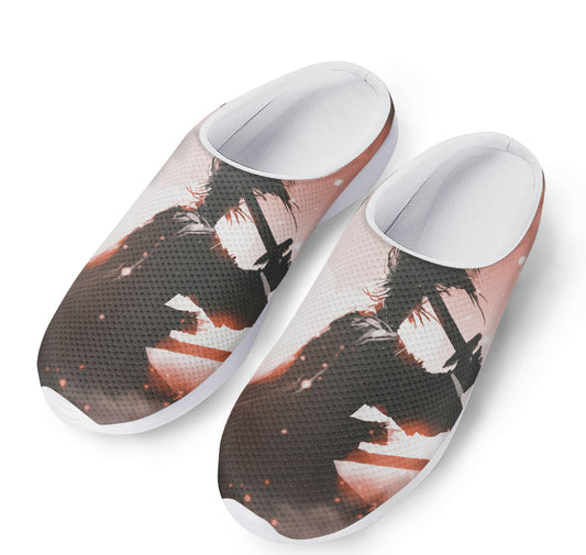Sunset Japanese Samurai Print Mesh Casual Shoes