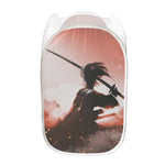 Sunset Japanese Samurai Print Mesh Laundry Hamper