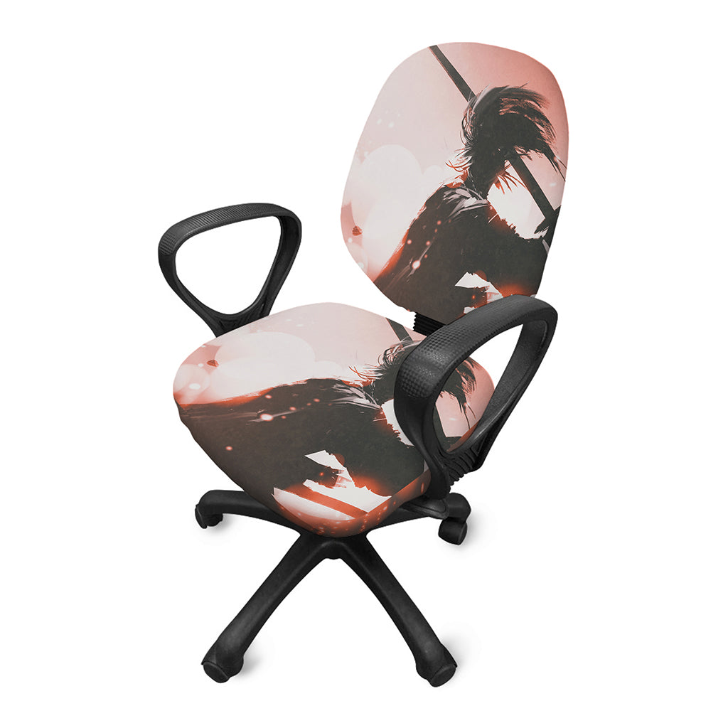 Sunset Japanese Samurai Print Office Chair Cover