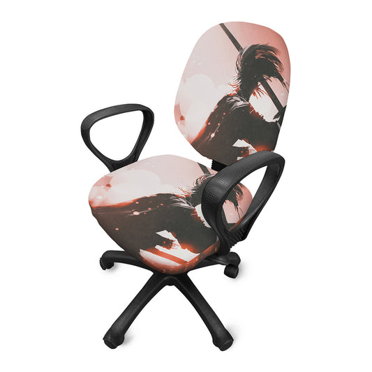 Sunset Japanese Samurai Print Office Chair Cover