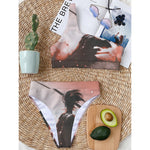 Sunset Japanese Samurai Print One Shoulder Bikini Top