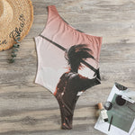 Sunset Japanese Samurai Print One Shoulder Bodysuit