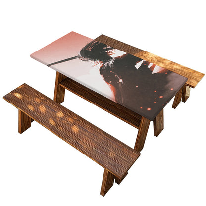 Sunset Japanese Samurai Print Picnic Table Cover