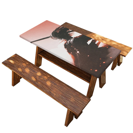 Sunset Japanese Samurai Print Picnic Table Cover