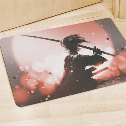 Sunset Japanese Samurai Print Polyester Doormat
