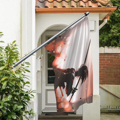 Sunset Japanese Samurai Print Polyester Flag