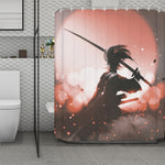 Sunset Japanese Samurai Print Polyester Shower Curtain