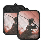 Sunset Japanese Samurai Print Pot Holders With Pocket