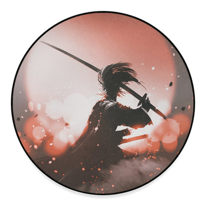 Sunset Japanese Samurai Print Round Floor Mat