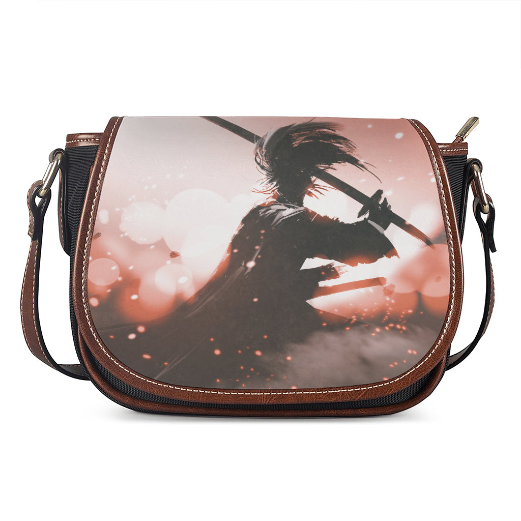 Sunset Japanese Samurai Print Saddle Bag
