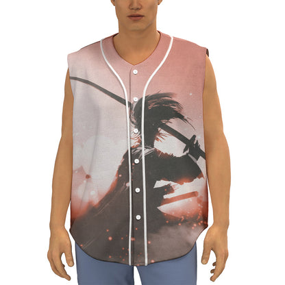 Sunset Japanese Samurai Print Sleeveless Baseball Jersey
