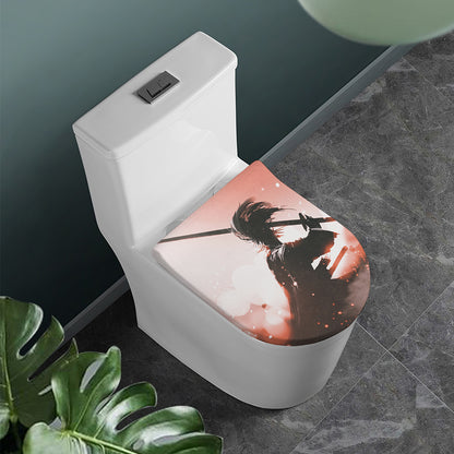 Sunset Japanese Samurai Print Toilet Lid Cover