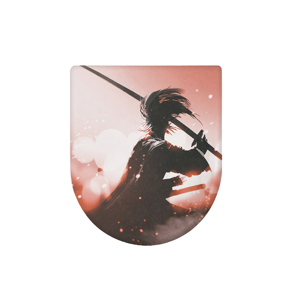 Sunset Japanese Samurai Print Toilet Lid Cover