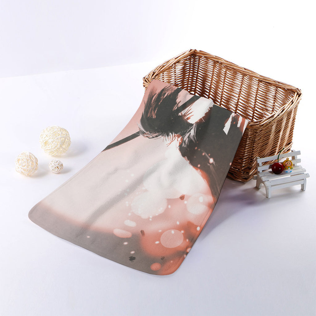 Sunset Japanese Samurai Print Towel