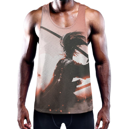 Sunset Japanese Samurai Print Training Tank Top
