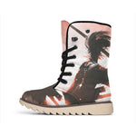 Sunset Japanese Samurai Print Winter Boots