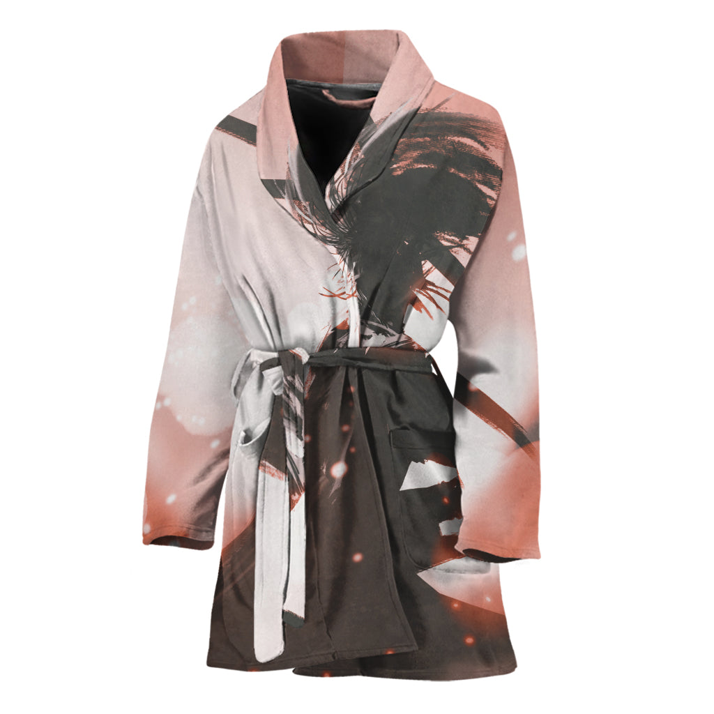 Sunset Japanese Samurai Print Women's Bathrobe