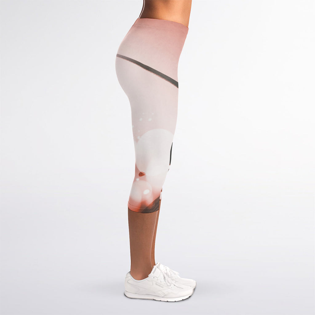 Sunset Japanese Samurai Print Women's Capri Leggings