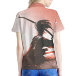 Sunset Japanese Samurai Print Women's Polo Shirt