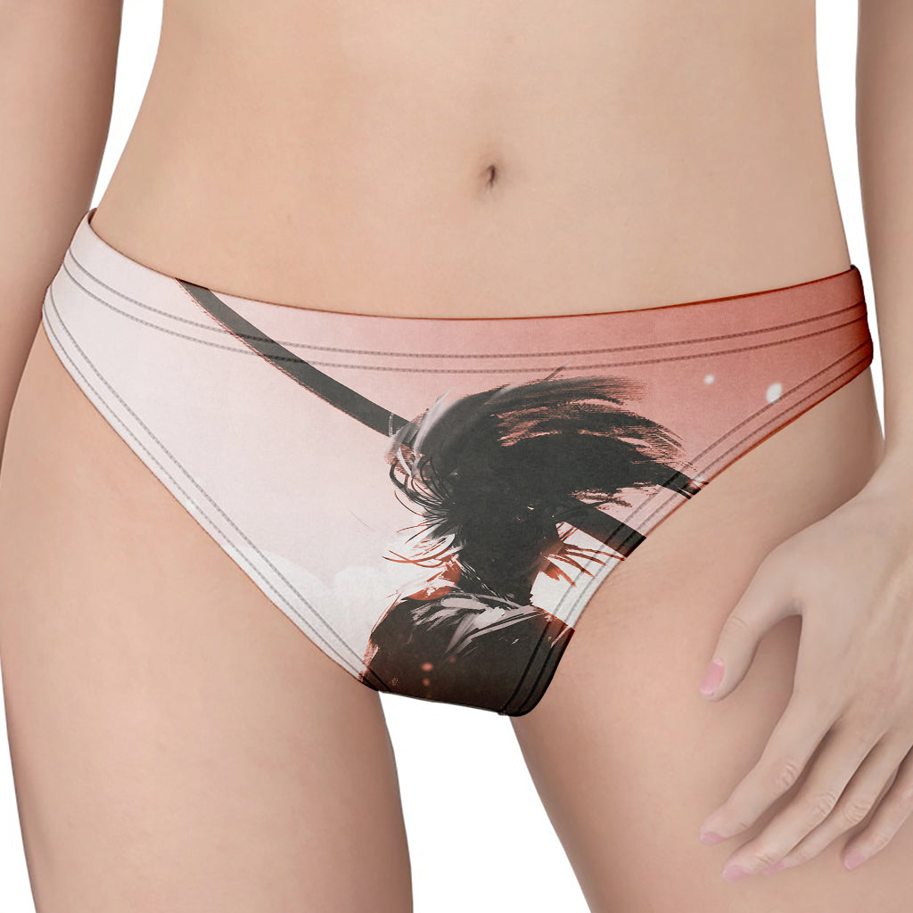 Sunset Japanese Samurai Print Women's Thong