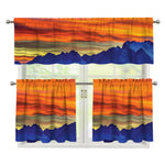 Sunset Mountain Print 3 Piece Kitchen Curtains