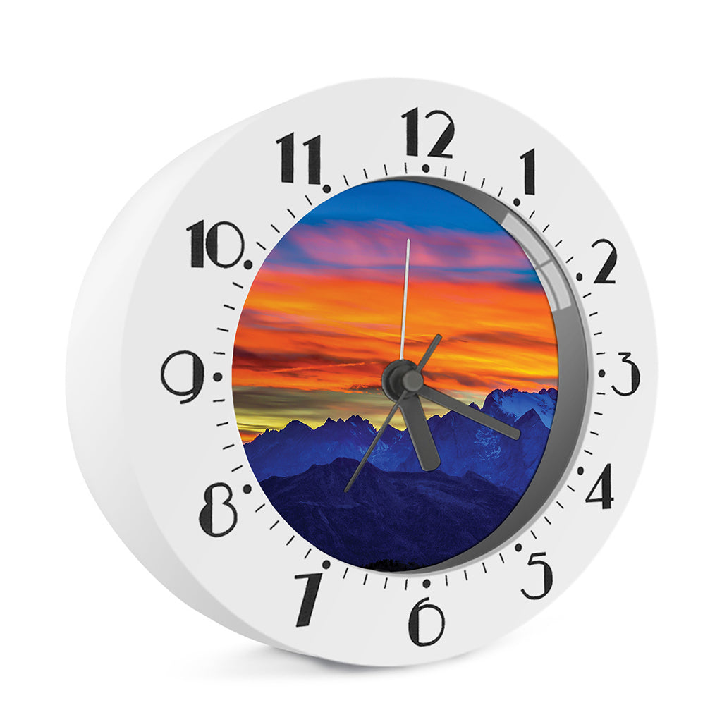 Sunset Mountain Print Alarm Clock