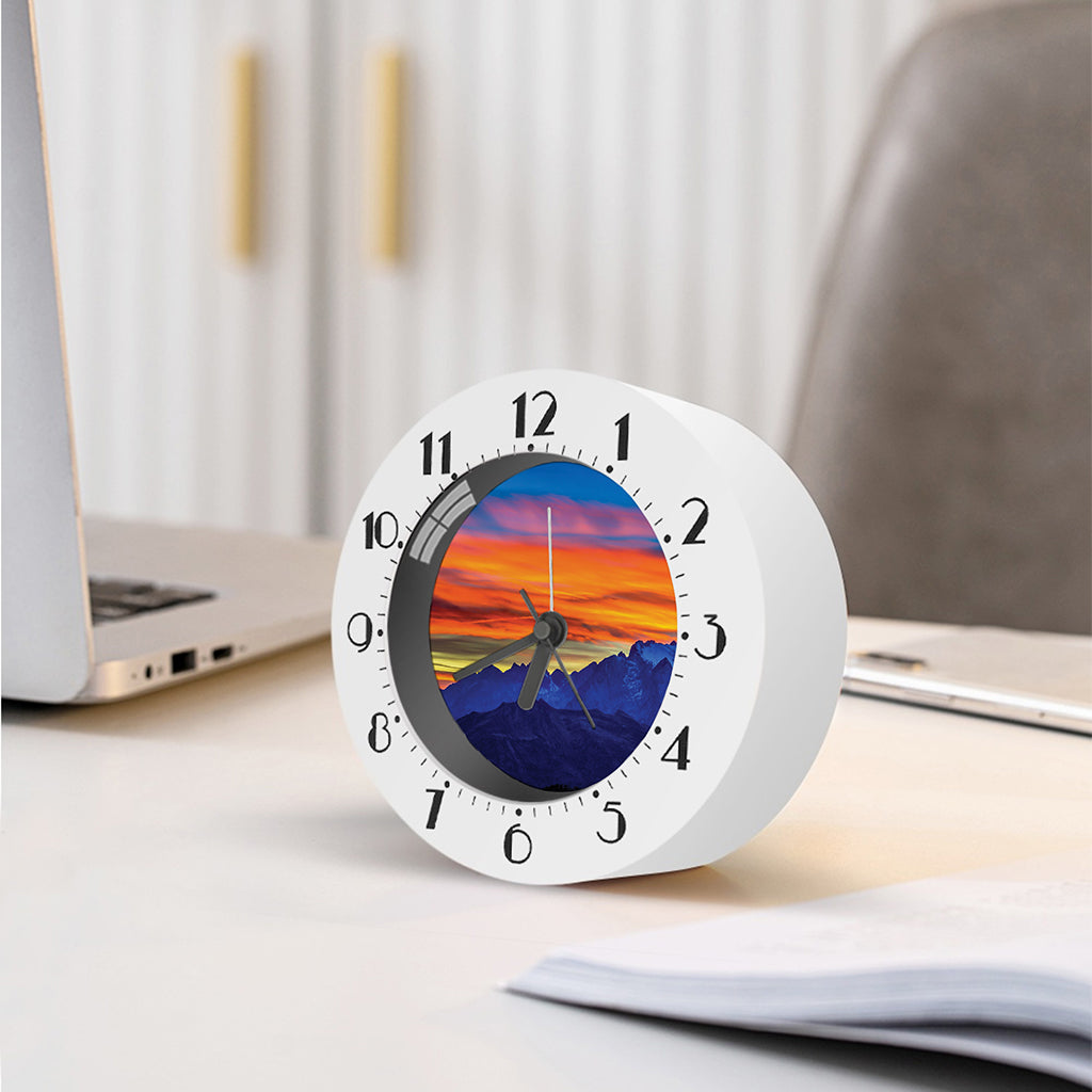 Sunset Mountain Print Alarm Clock