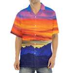 Sunset Mountain Print Aloha Shirt