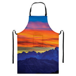 Sunset Mountain Print Bib Apron With Pocket