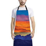 Sunset Mountain Print Bib Apron With Pocket