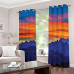 Sunset Mountain Print Blackout Grommet Curtains