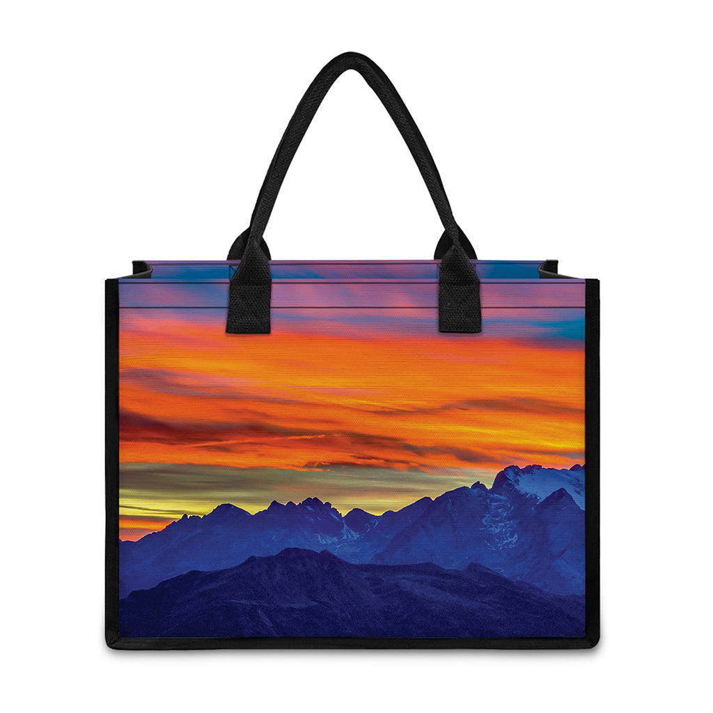 Sunset Mountain Print Canvas Tote Bag
