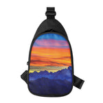 Sunset Mountain Print Chest Bag