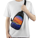 Sunset Mountain Print Chest Bag