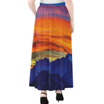Sunset Mountain Print Chiffon Maxi Skirt